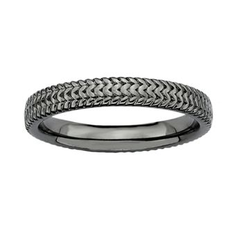 Stacks & Stones Ruthenium-Plated Sterling Silver Textured Stack Ring