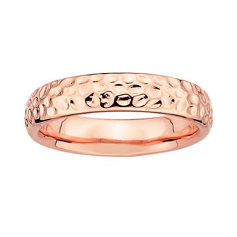 Stacks & Stones 18k Rose Gold Over Silver Hammered Stack Ring