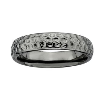 Stacks & Stones Ruthenium-Plated Sterling Silver Hammered Stack Ring