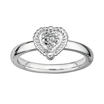 Stacks & Stones Sterling Silver Diamond Accent Framed Heart Stack Ring
