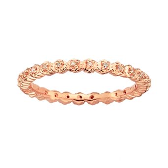 Stacks & Stones 18k Rose Gold Over Silver Diamond Accent Stack Ring