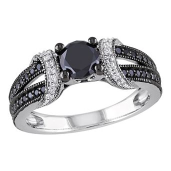 Stella Grace Sterling Silver 1 Carat T.W. Black & White Diamond Wedding Ring
