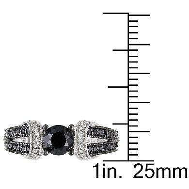 Stella Grace Sterling Silver 1 Carat T.W. Black & White Diamond Wedding Ring