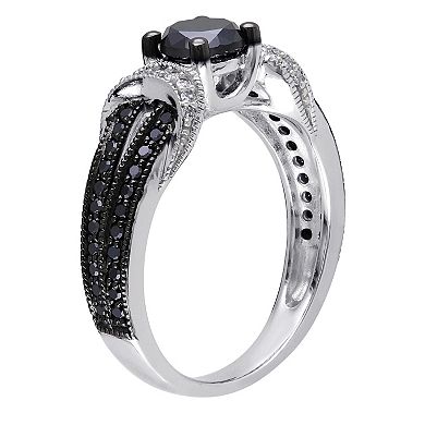 Stella Grace Sterling Silver 1 Carat T.W. Black & White Diamond Wedding Ring