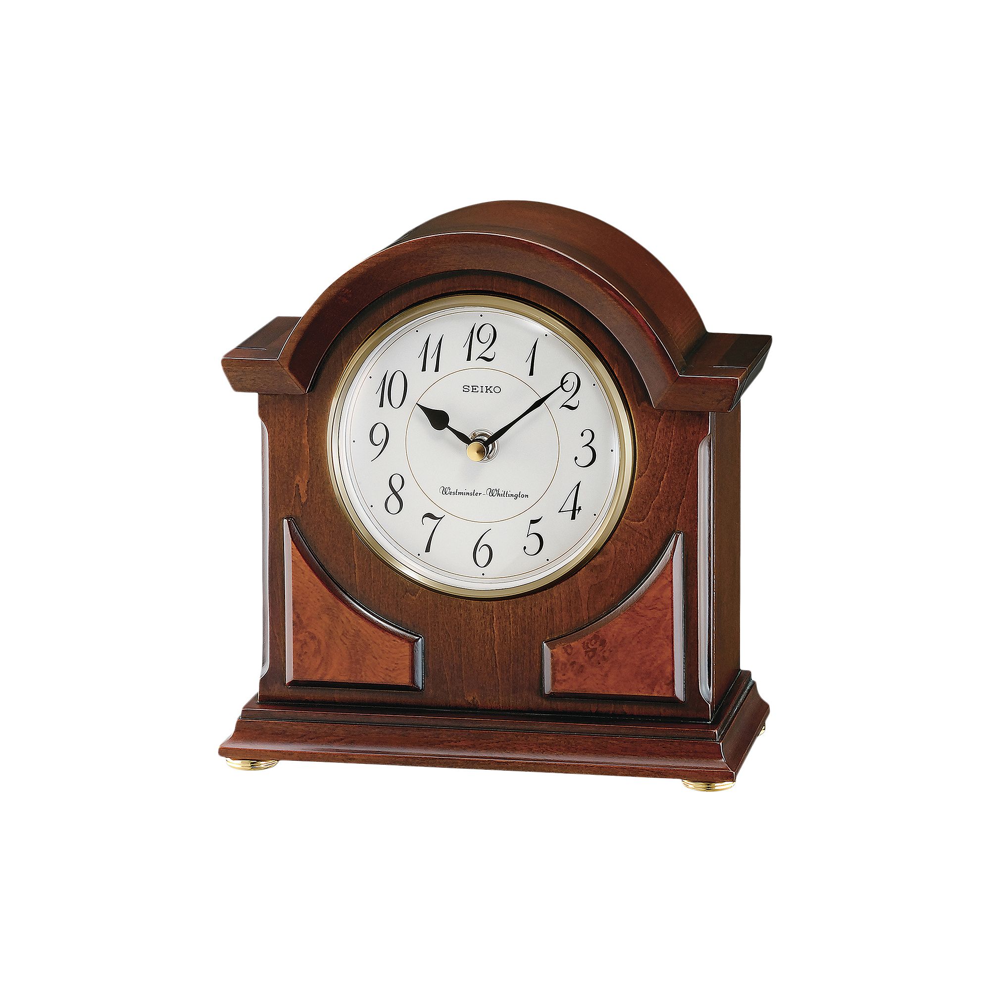 Seiko Wood & Brass Carriage Clock - QXJ012BLH, Brown