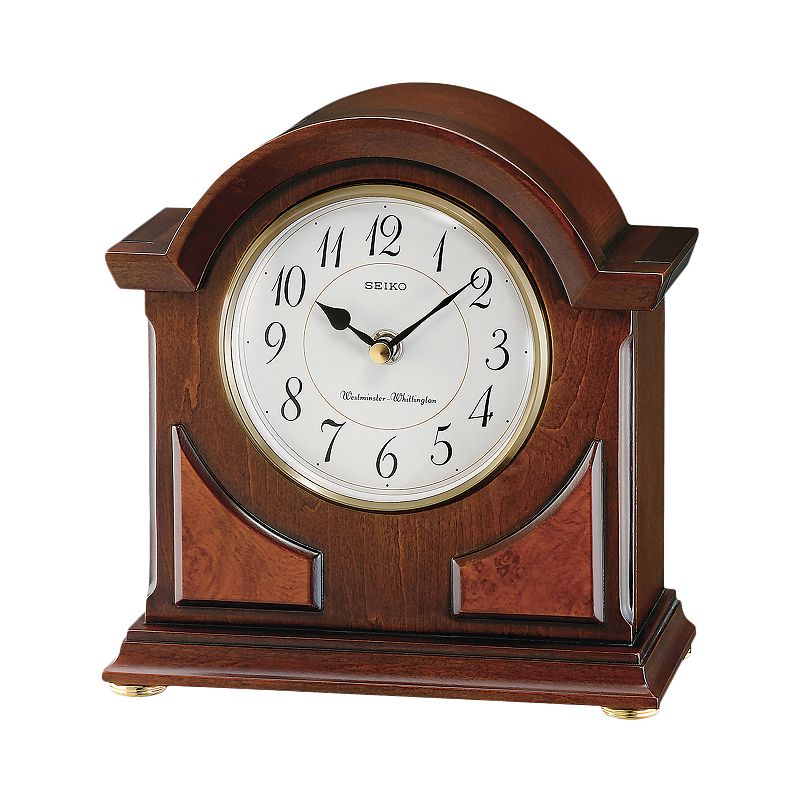 Seiko Wood and Brass Carriage Clock - QXJ012BLH, Brown