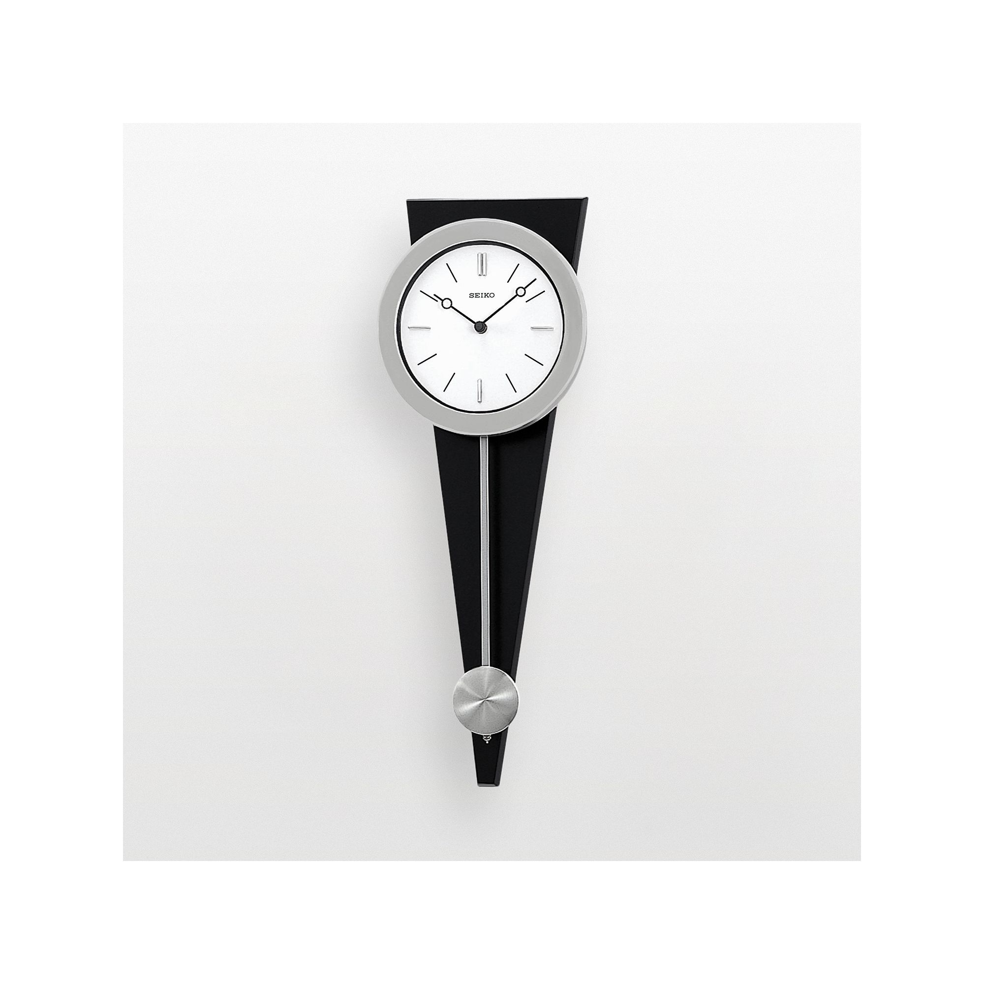 Seiko Silver Tone Pendulum Wall Clock - QXC111SLH, Black