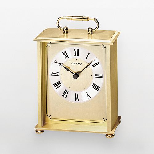 Seiko Gold Tone Brass Carriage Clock QHG102GL