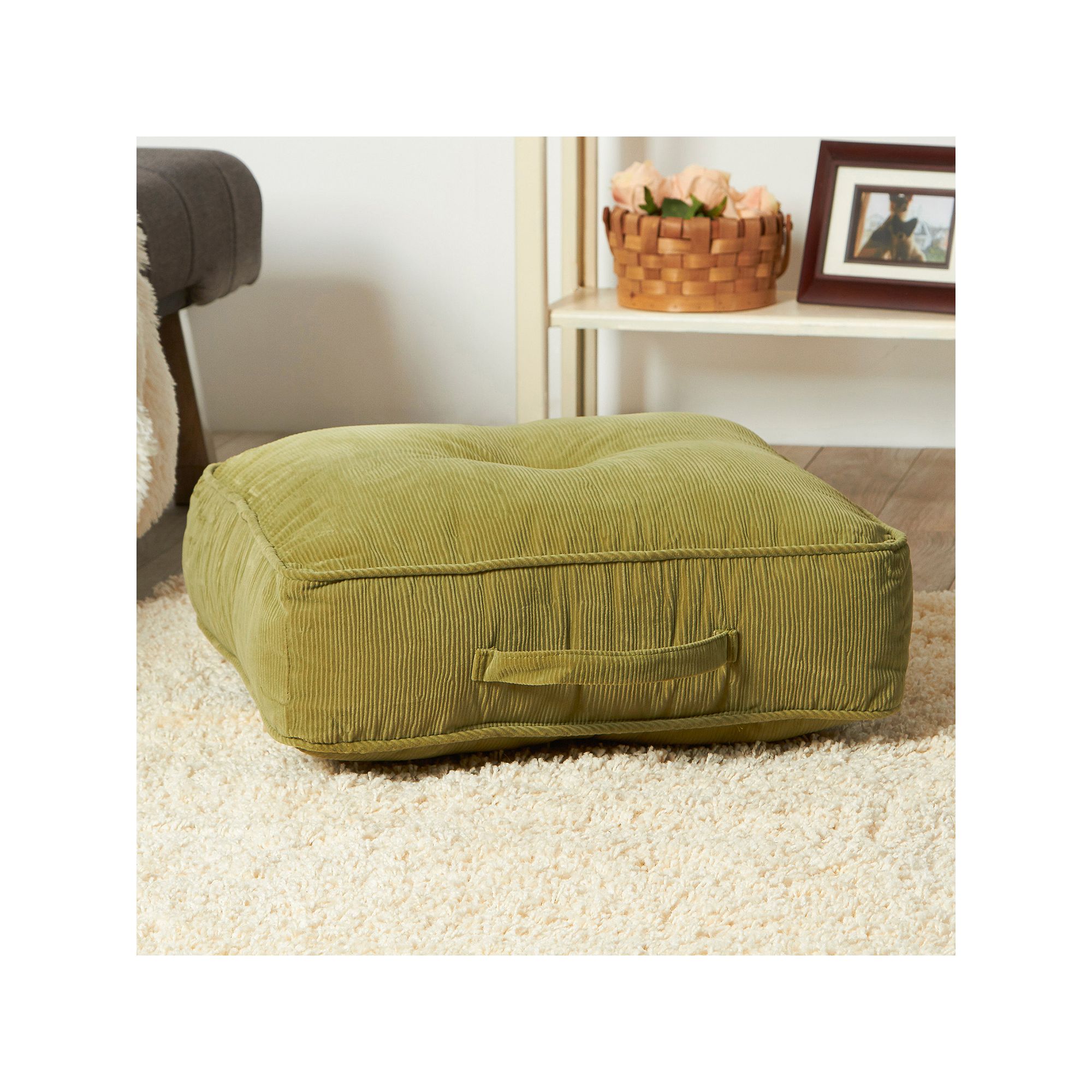 Corduroy Floor Cushion, Green