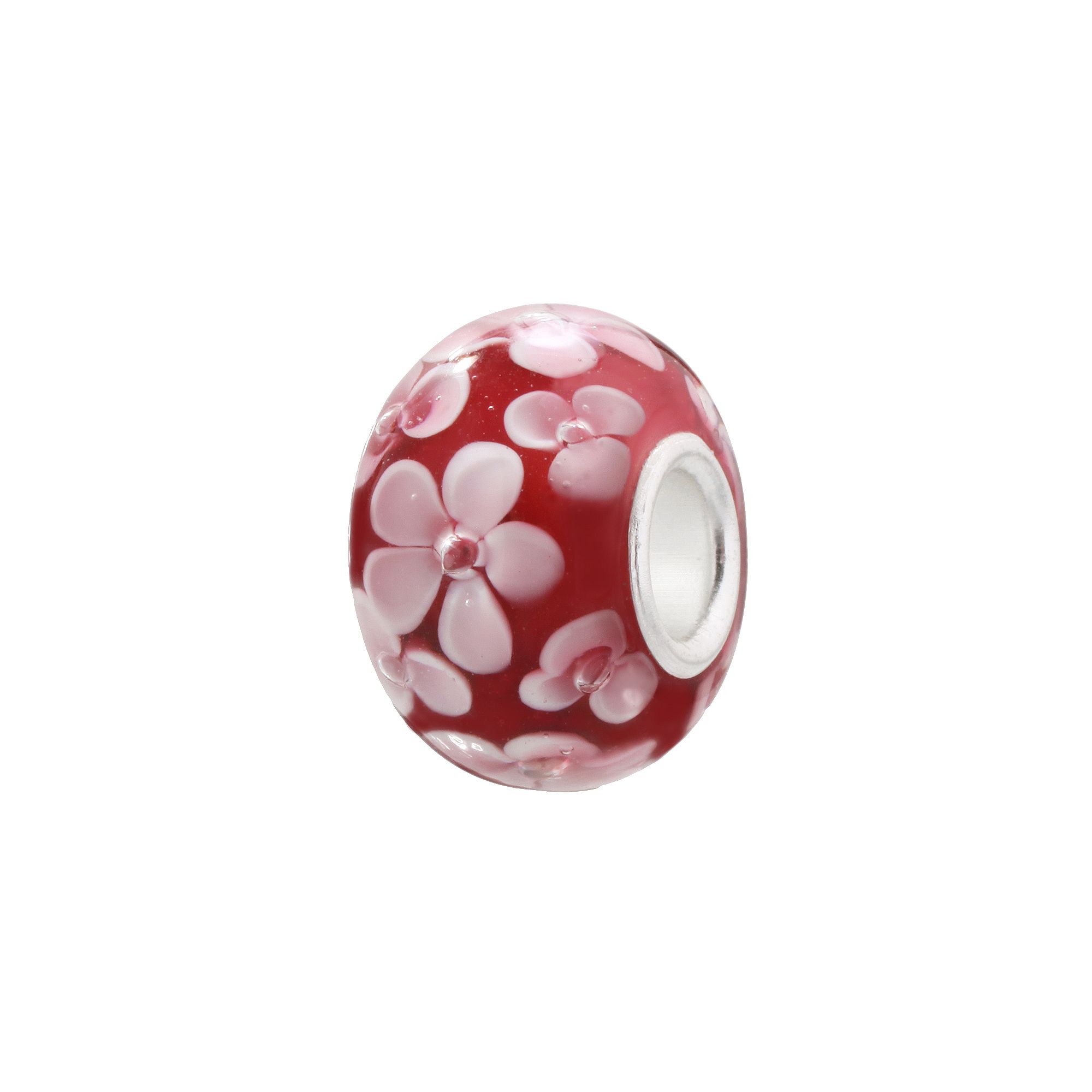 Individuality Beads Raspberry & Pink Flower Glass Bead, Womens