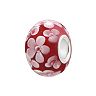 Individuality Beads Raspberry and Pink Flower Glass Bead