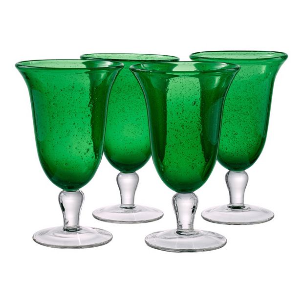 Artland Iris Footed Ice Tea Glass, Set of 4, 18 oz, Green