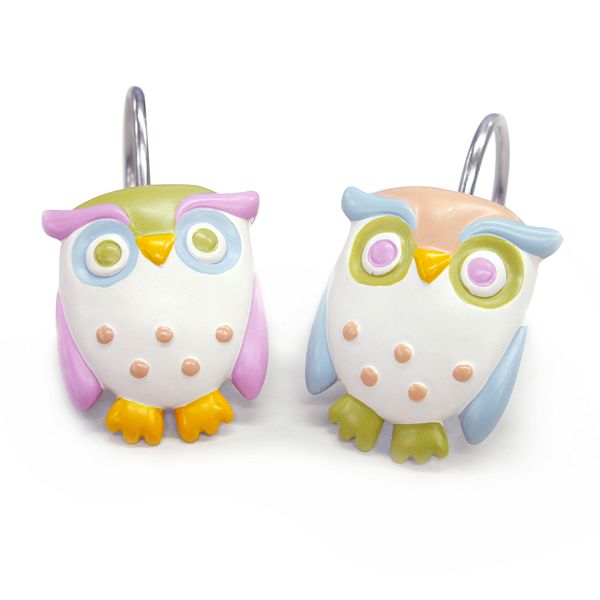 Allure Home Creations Awesome Owls 12, Owl Shower Curtain Hooks