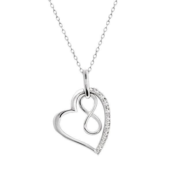 Sterling Silver 1/10-ct. T.W. Diamond Heart & Infinity Pendant