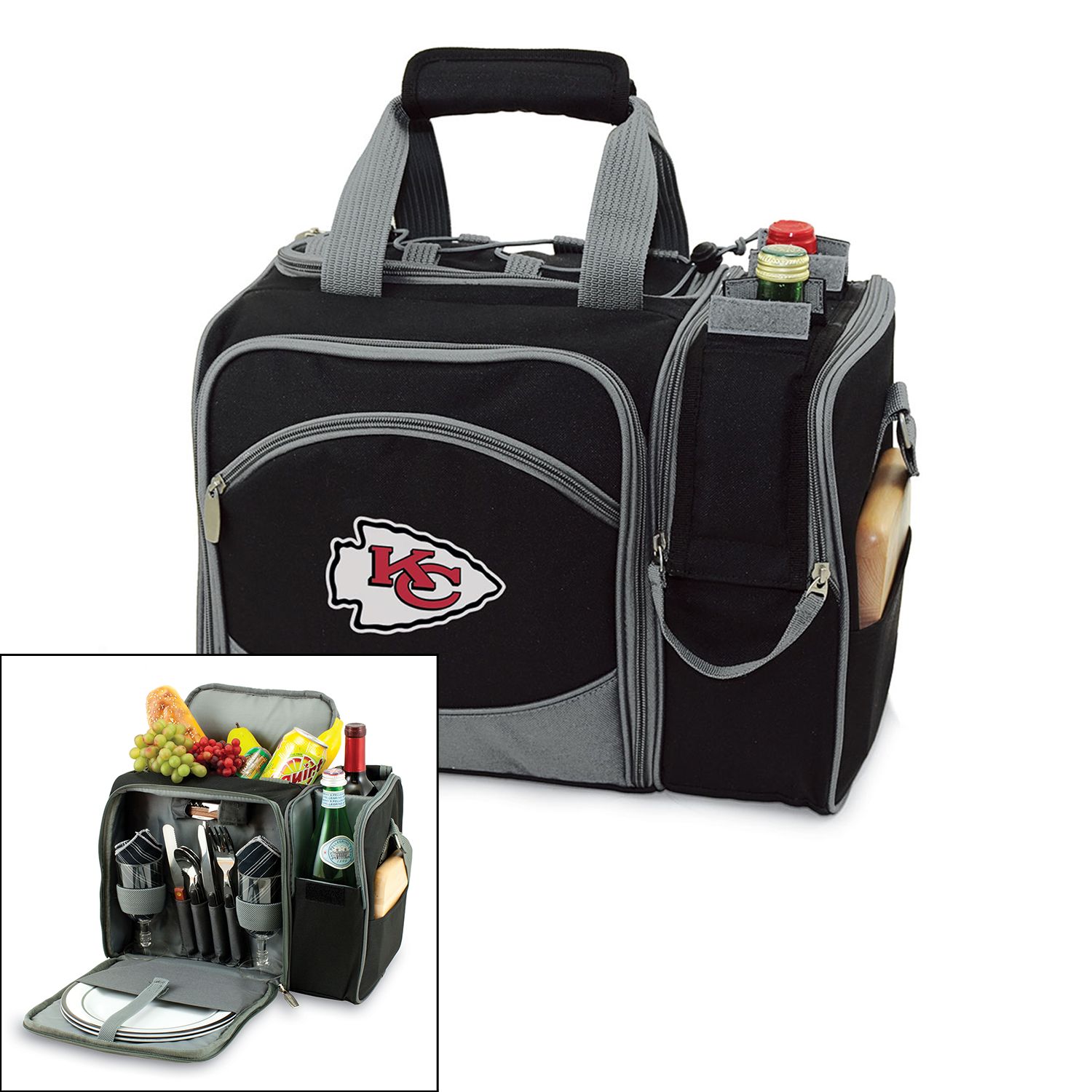 PICNIC TIME Black Kansas City Chiefs Pranzo Lunch Tote