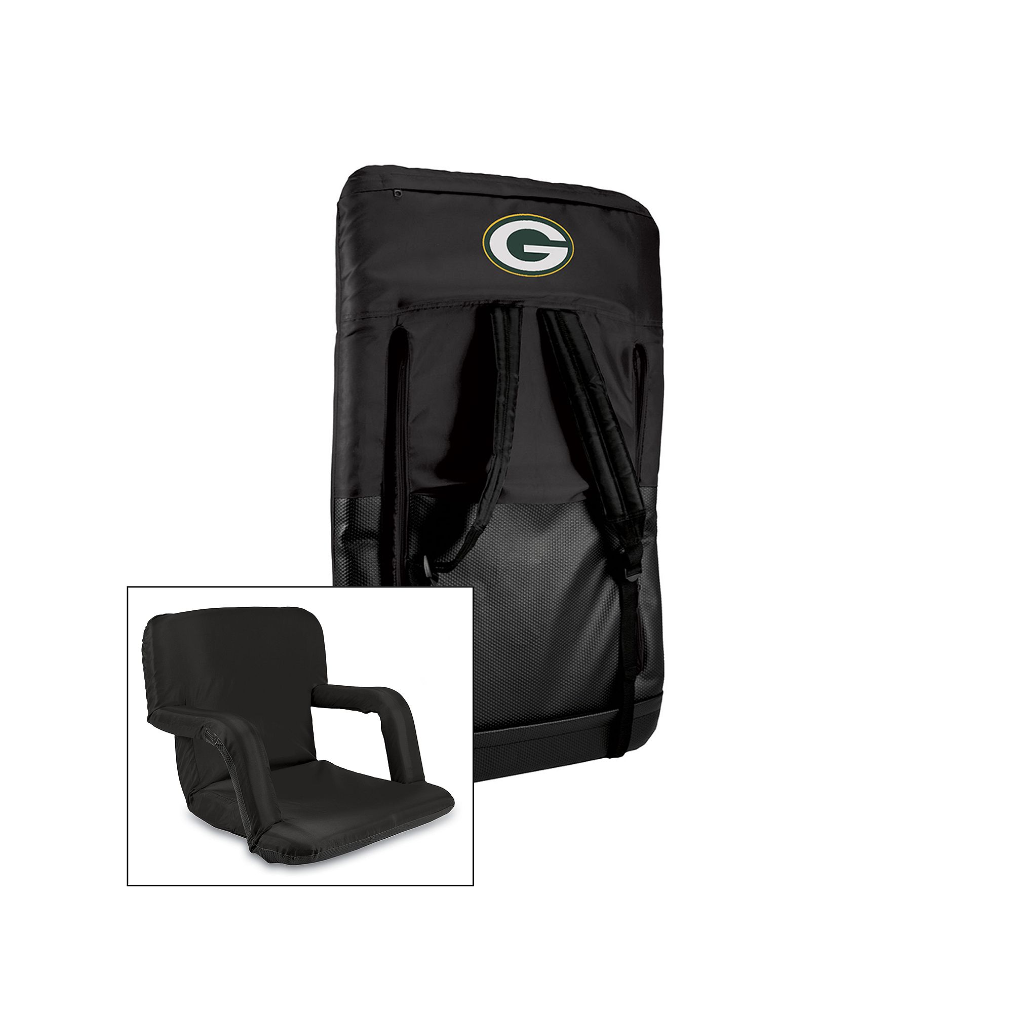 Picnic Time Green Bay Packers Ventura Portable Chair, Black