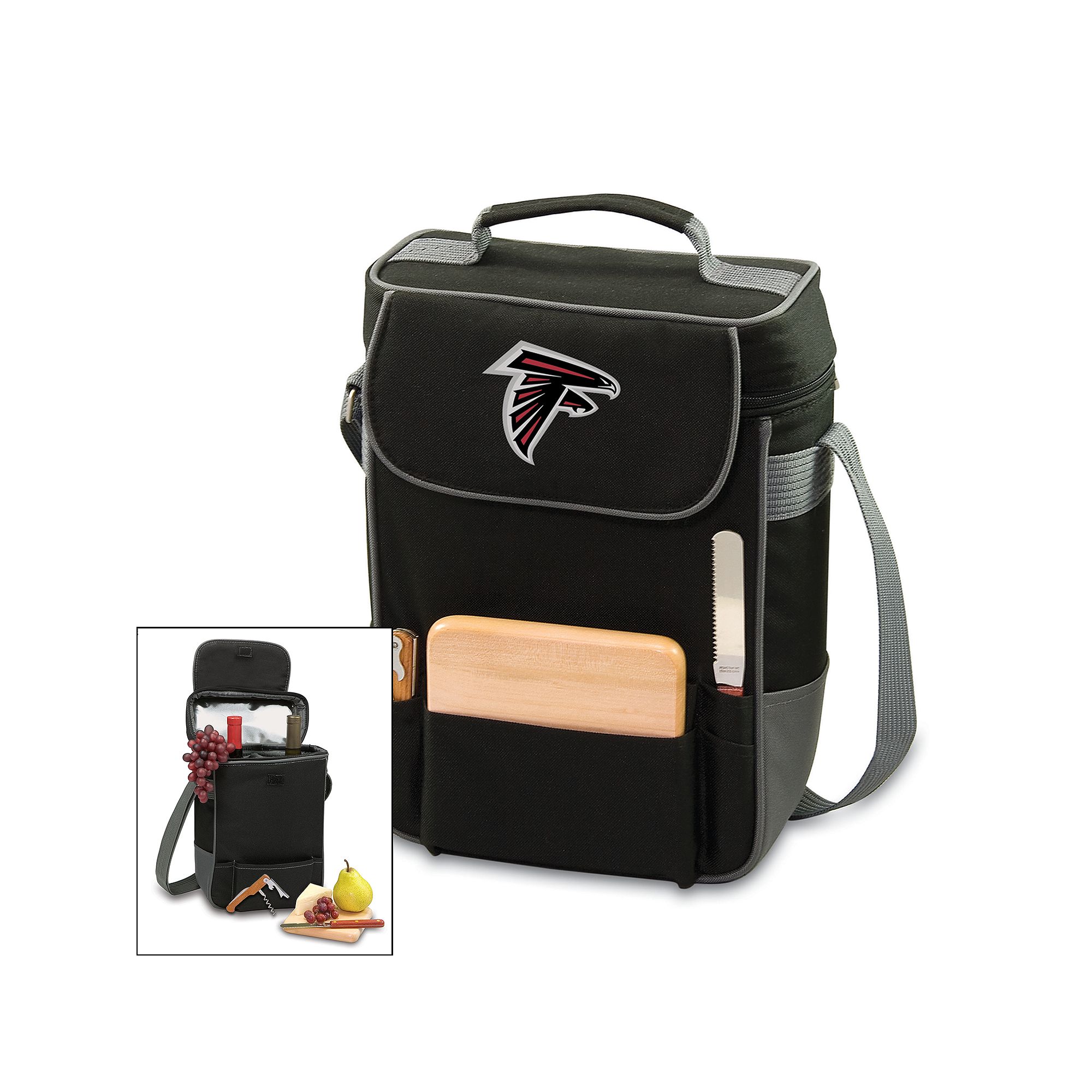 Picnic Time Atlanta Falcons Duet Insulated Wine Tote, Black