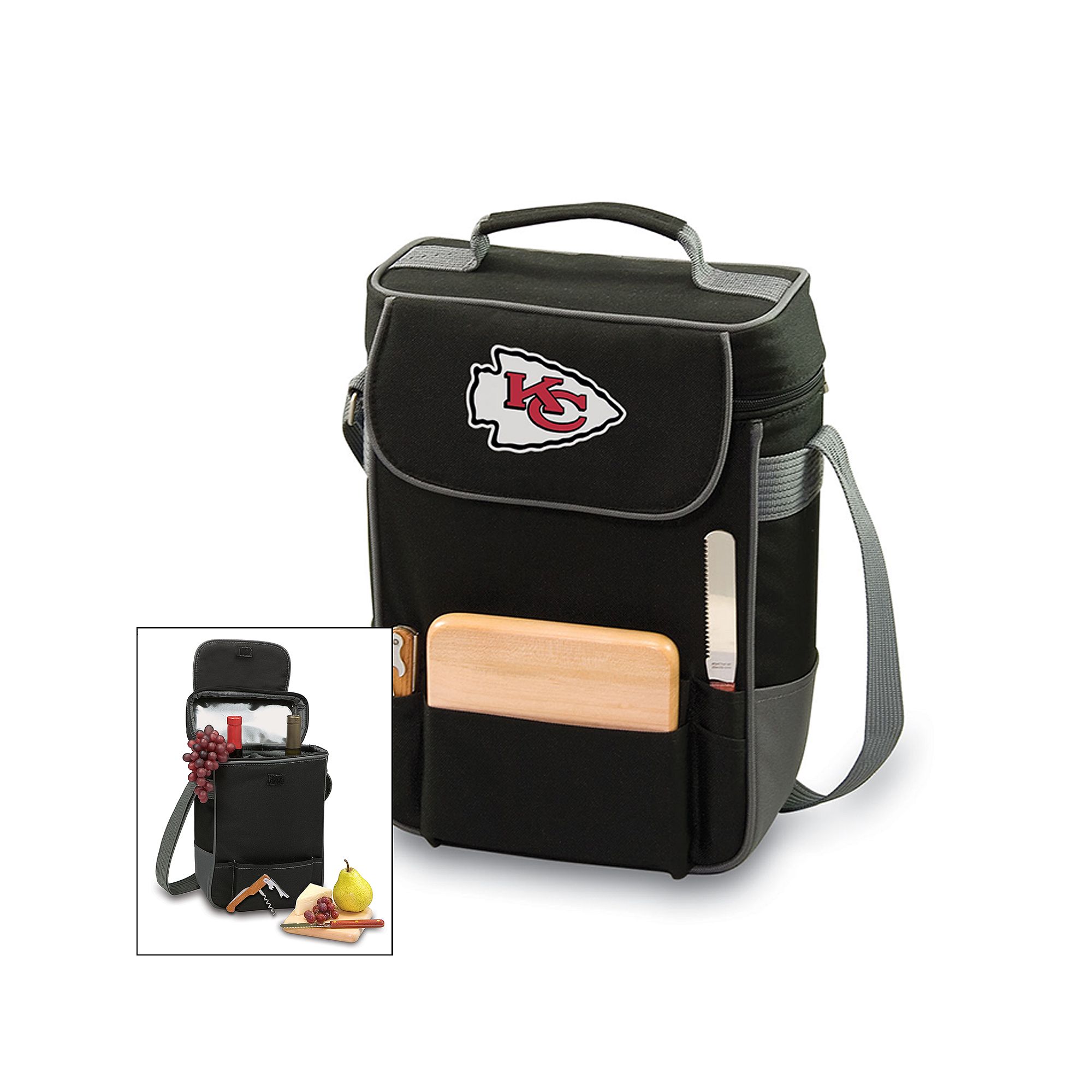 Picnic Time Kansas City Chiefs Duet Insulated Wine Tote, Black