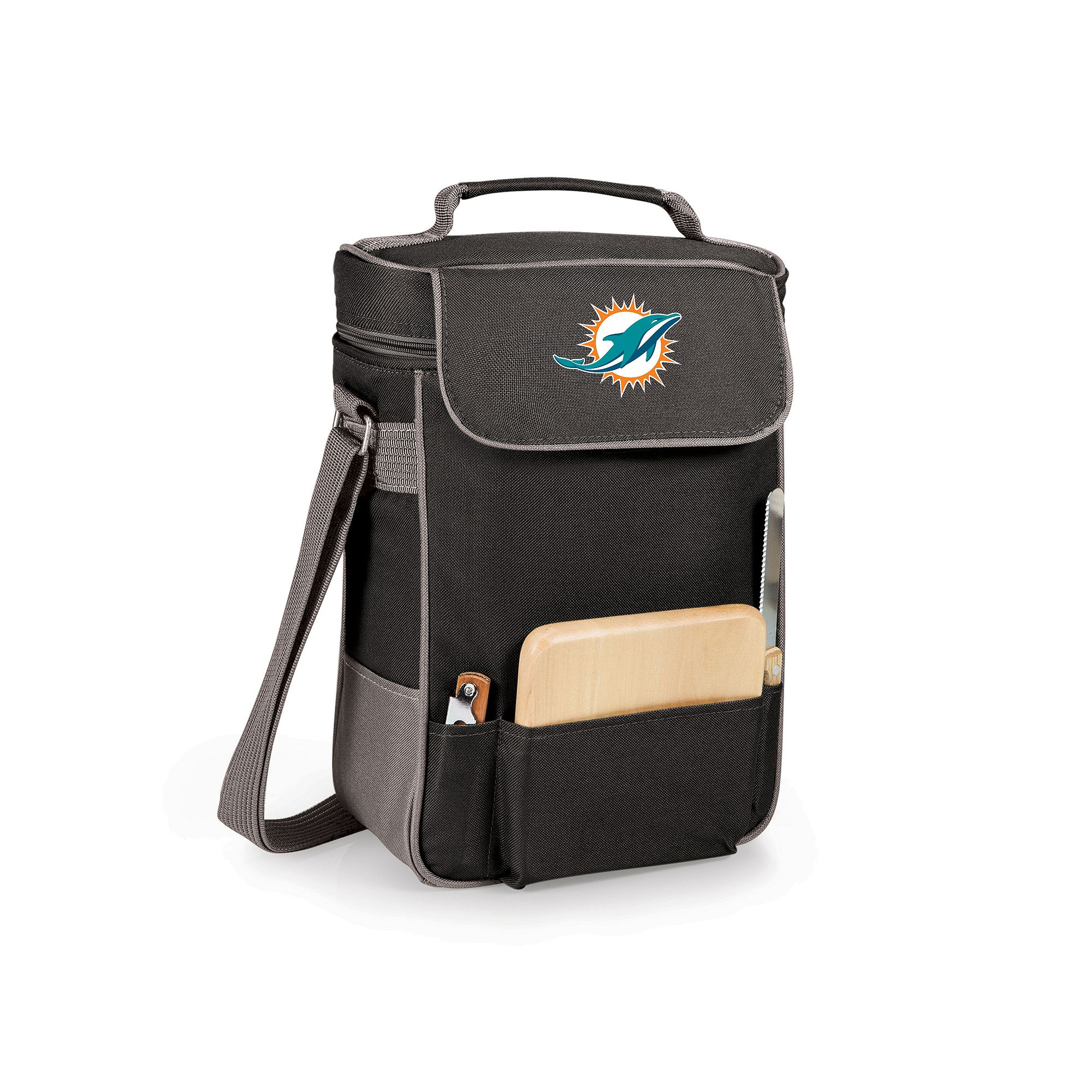 Picnic Time Miami Dolphins Duet Insulated Wine Tote, Black