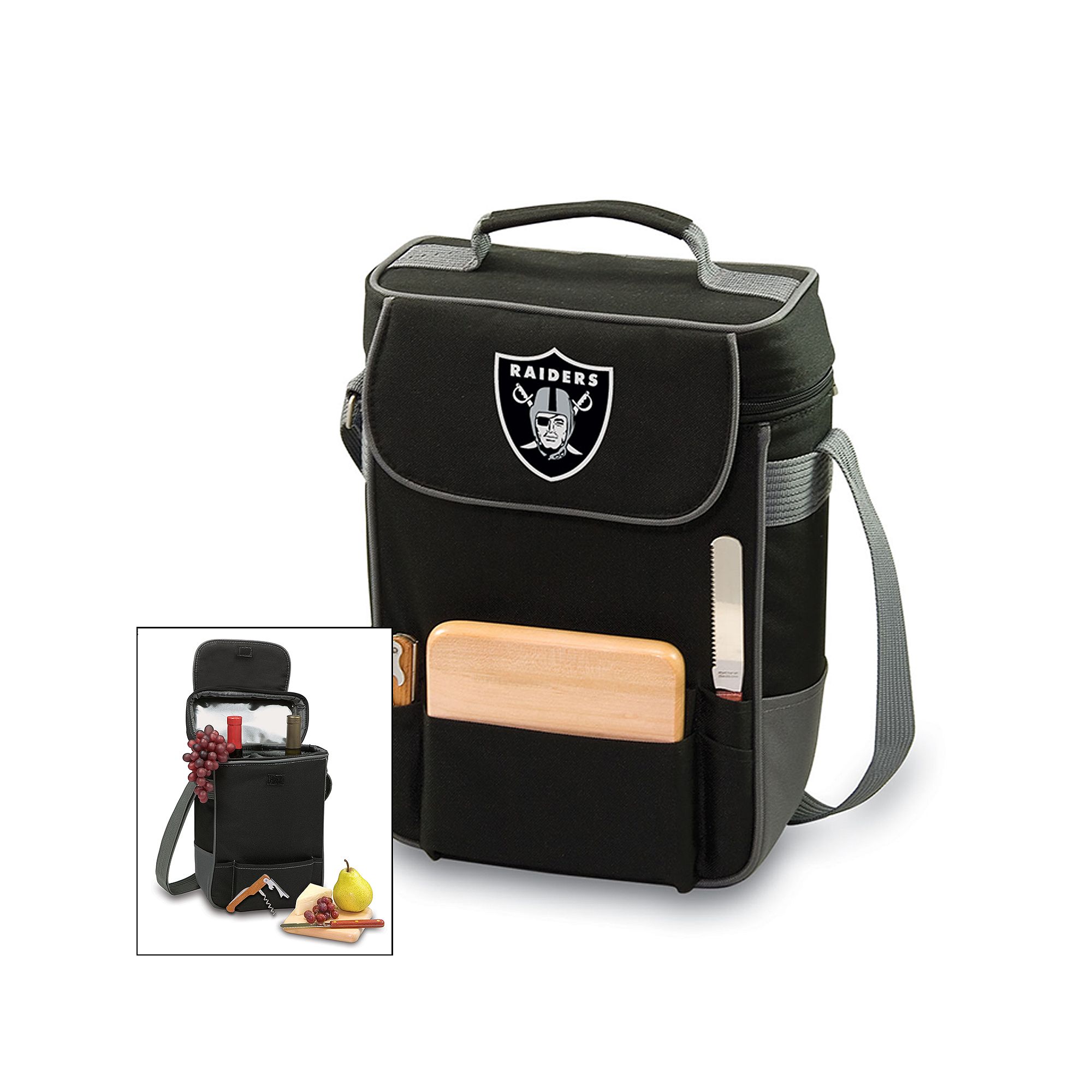 Picnic Time Oakland Raiders Duet Insulated Wine Tote, Black