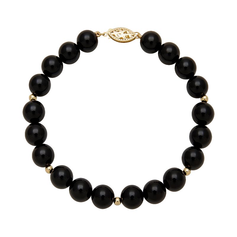 92281560 14k Gold Onyx Bead Bracelet, Womens, Size: 7.50, B sku 92281560