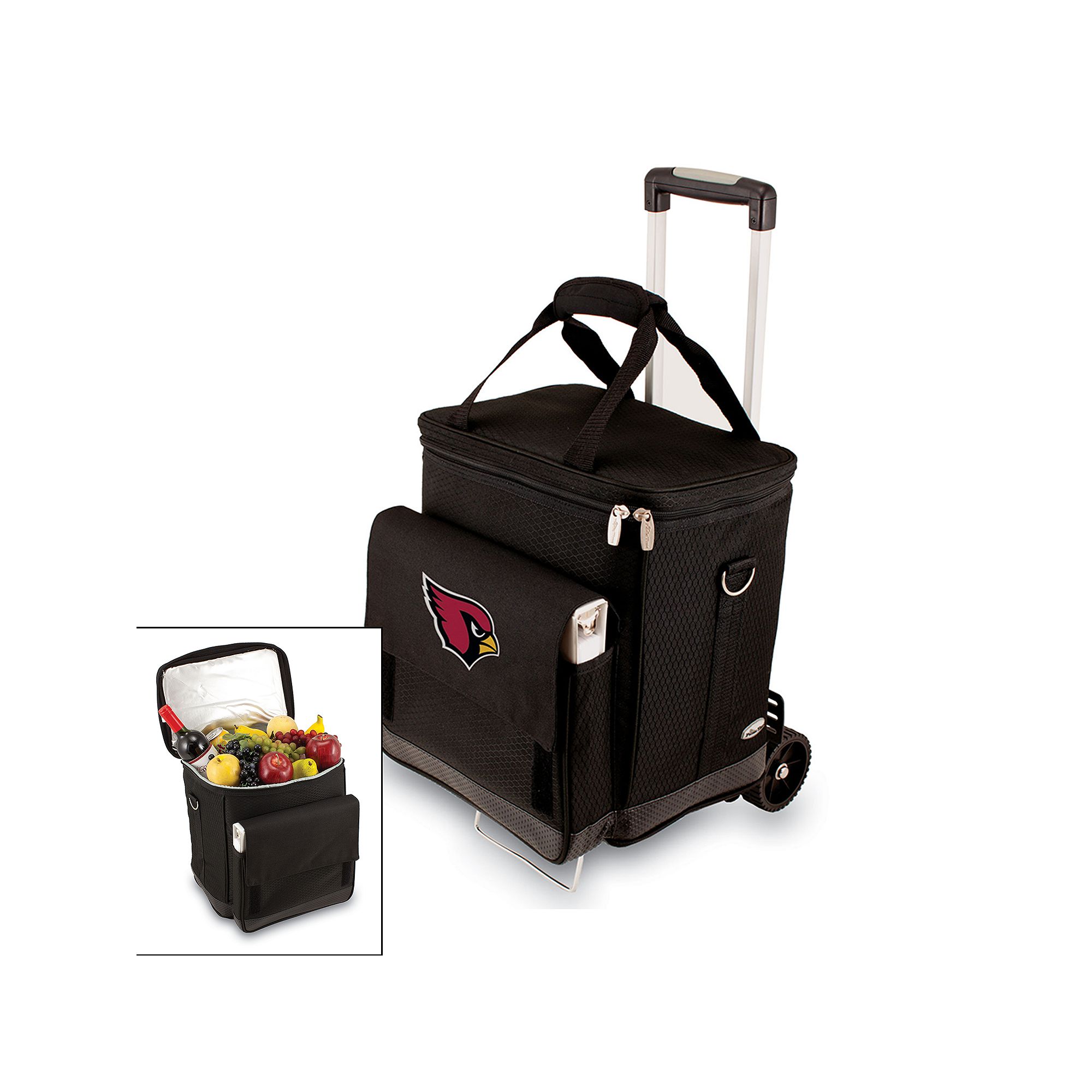 Picnic Time Arizona Cardinals Cellar Insulated Wine Cooler & Hand Cart, Bla