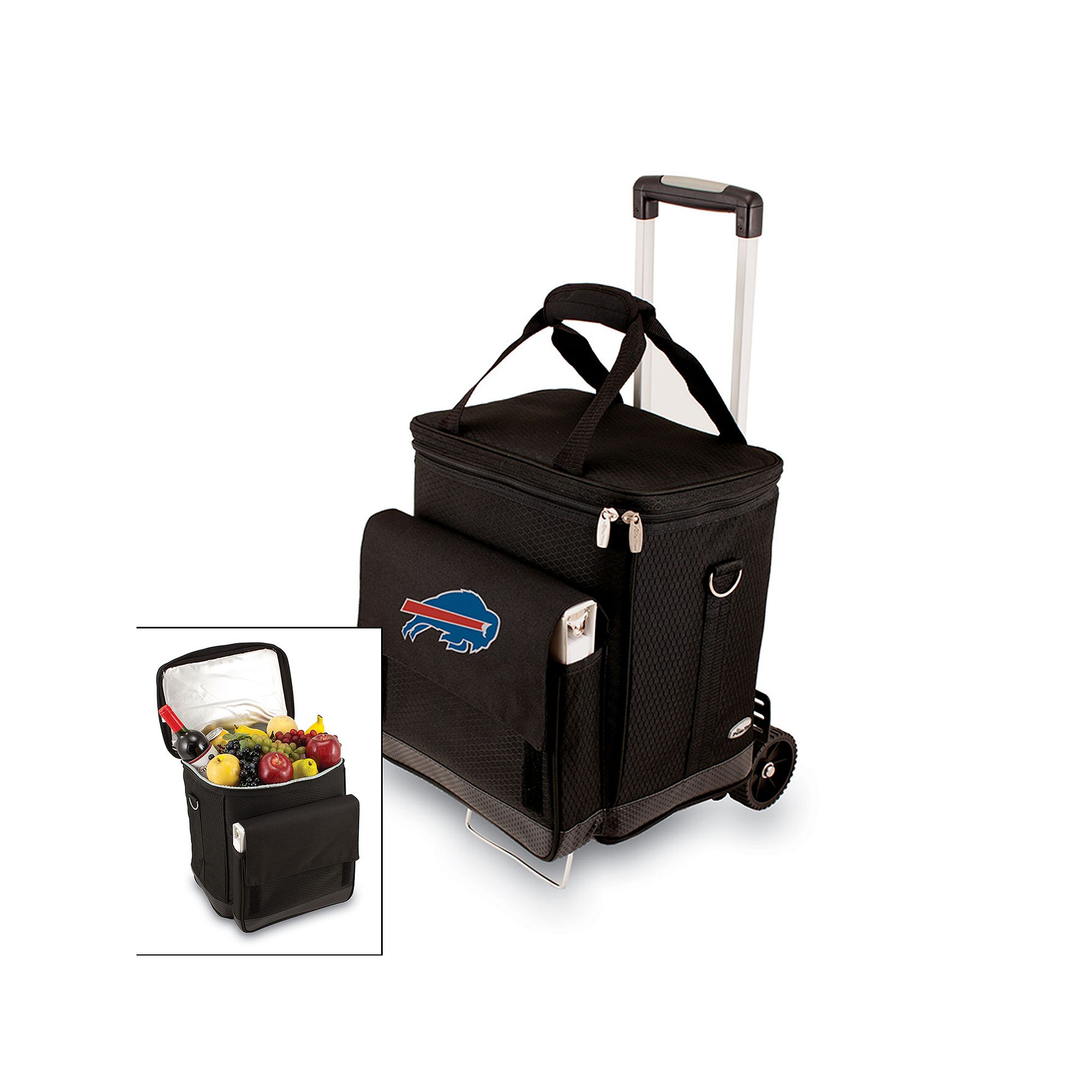 Picnic Time Buffalo Bills Cellar Insulated Wine Cooler & Hand Cart, Black