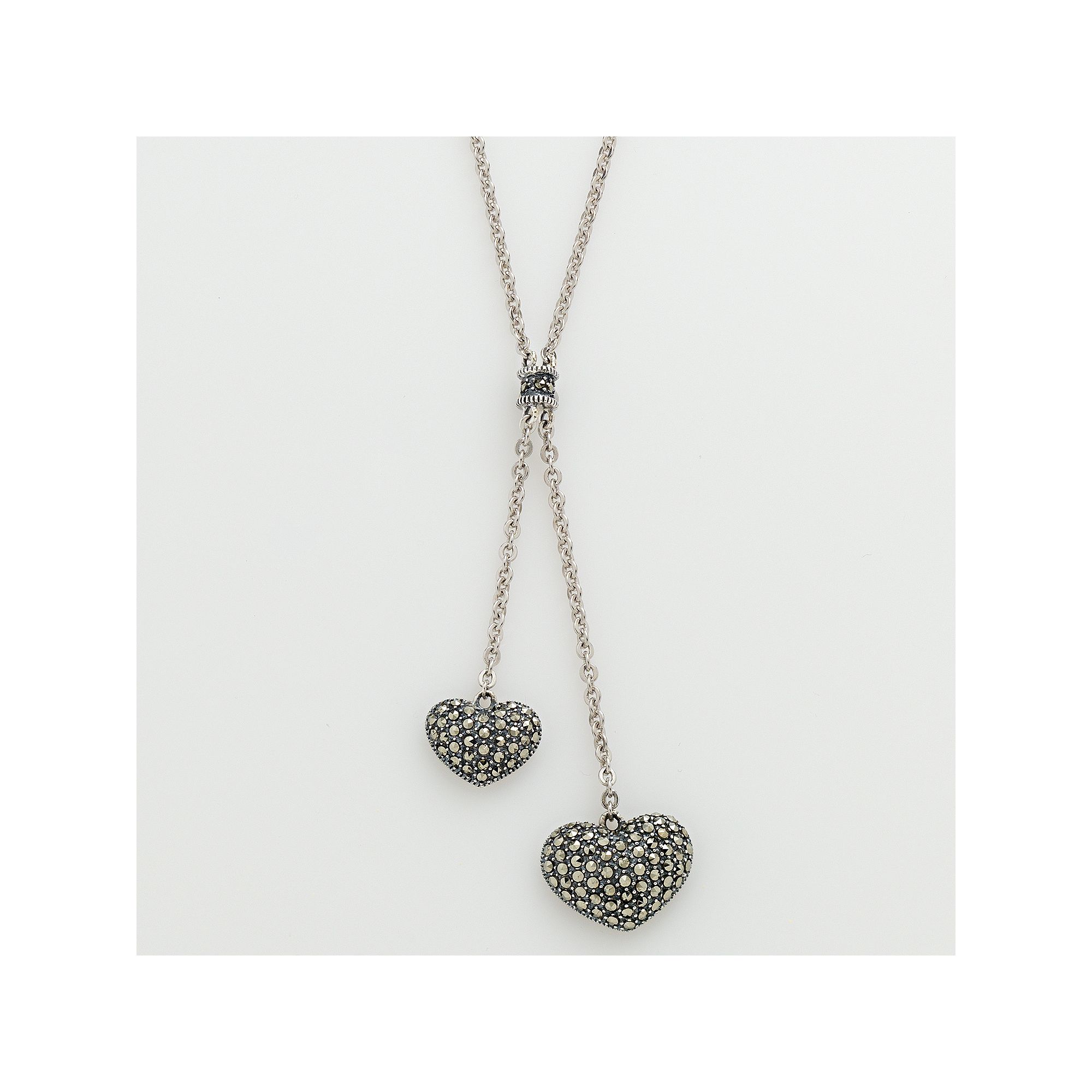 Lavish by TJM Sterling Silver Heart Lariat Necklace, Womens