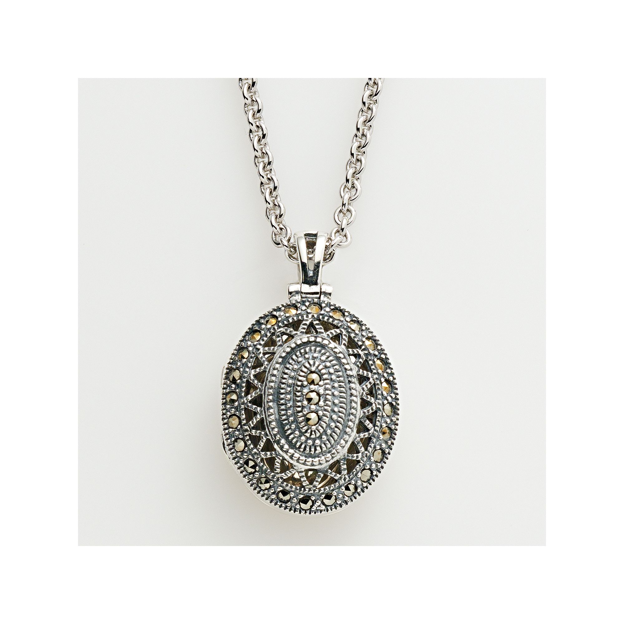 Lavish by TJM Sterling Silver Openwork Oval Locket, Womens