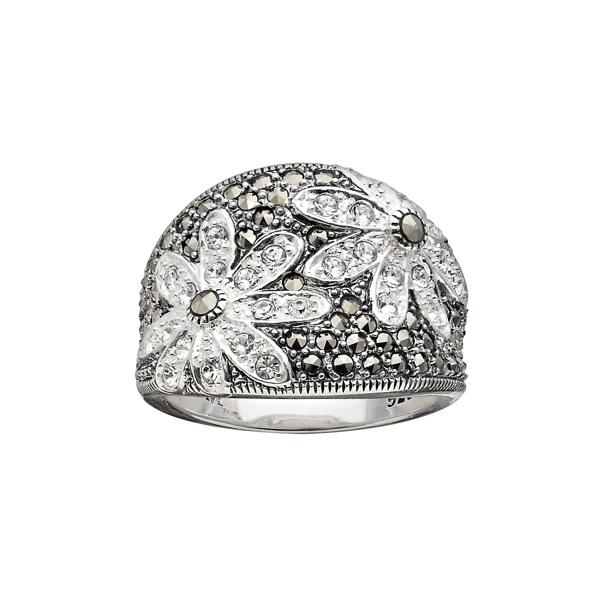 Lavish by TJM Sterling Silver Crystal Flower Ring, Womens, Size: 6