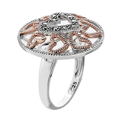 Lavish by TJM 14k Rose Gold Over Silver and Sterling Silver Heart Openwork Ring
