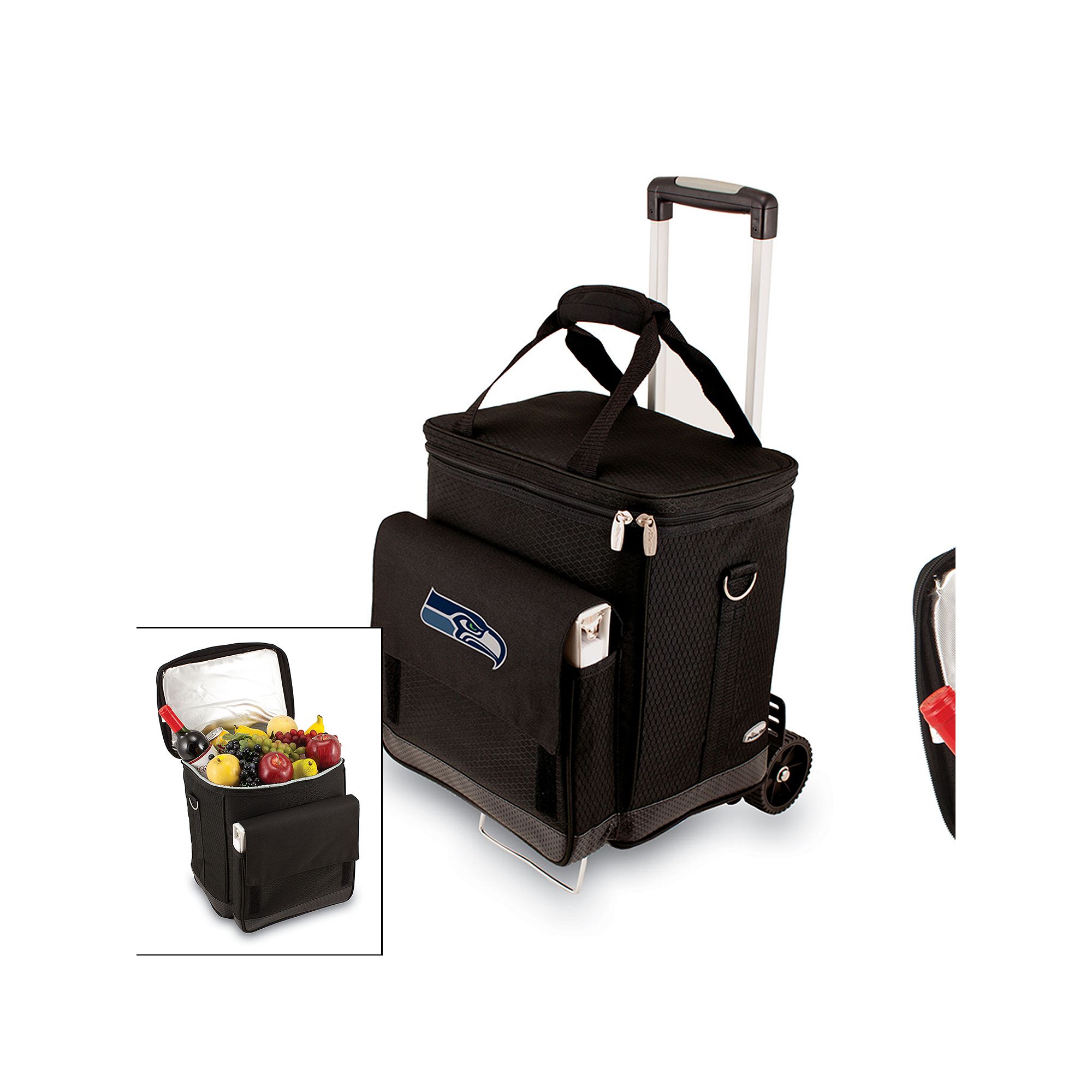 Picnic Time Seattle Seahawks Cellar Insulated Wine Cooler & Hand Cart, Blac