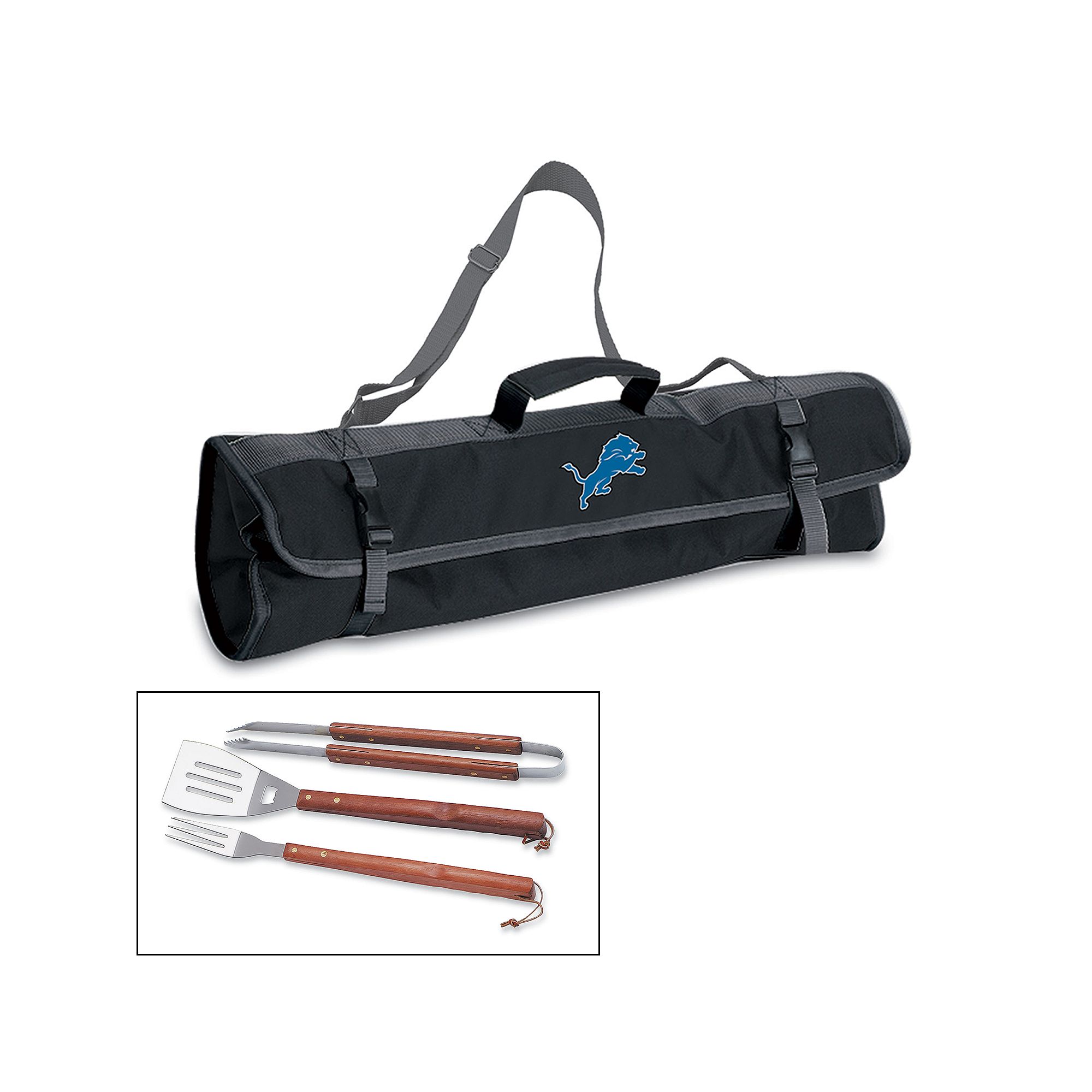 Picnic Time Detroit Lions 4-pc. Barbecue Tote Set, Black