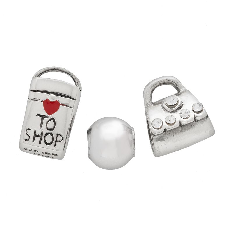 Individuality Beads Sterling Silver Crystal Purse, Bag and Spacer Bead Set,