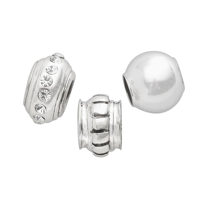 Individuality Beads Sterling Silver Crystal, Striped Stopper and Spacer Bea