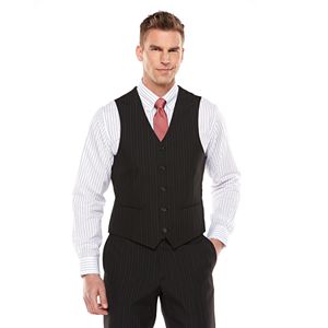 Men's Savile Row Striped Black Suit Vest