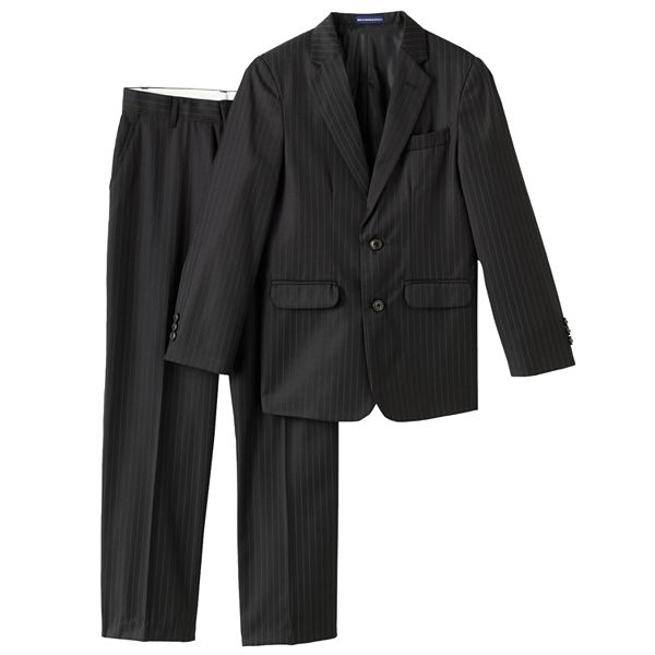 Boys Pinstripe Suit in Black with Dark Red Tie Size 2-20 6 (+$5)