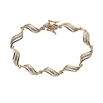 18k Gold Plated Diamond Accent Swirl Bracelet