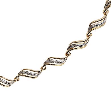 18k Gold Plated Diamond Accent Swirl Bracelet