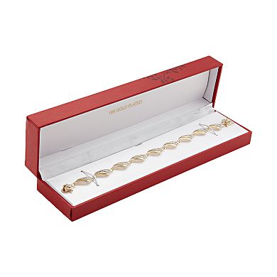 18k Gold Plated Diamond Accent Swirl Bracelet