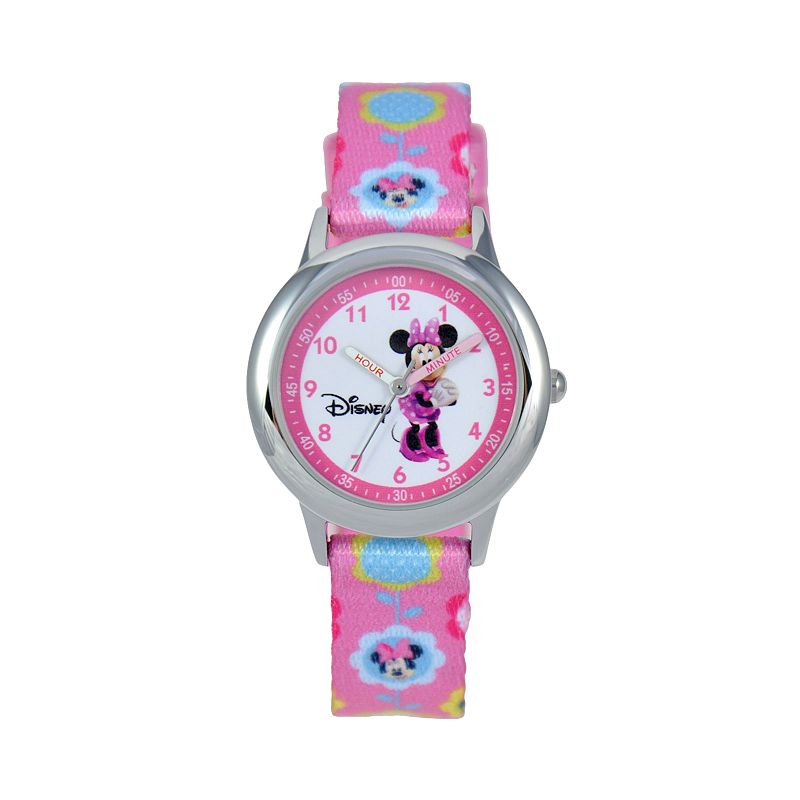 Disneys Minnie Mouse Kids Floral Time Teacher Watch, Girls, Pink