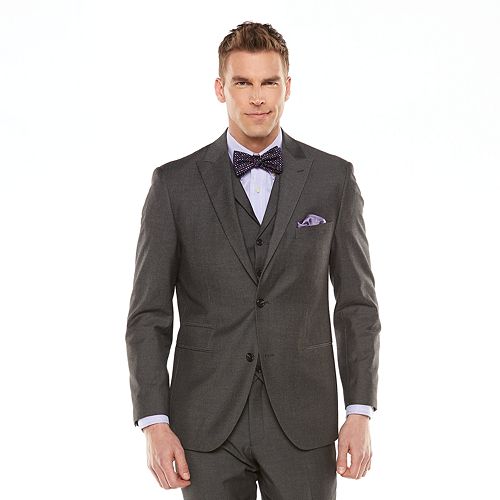 Men's Savile Row Modern-Fit Sharkskin Gray Suit Jacket, Size: 36 ...