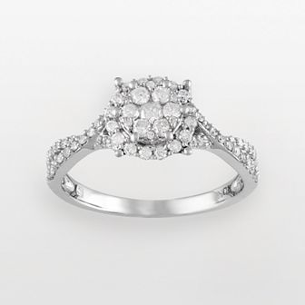 Stella Grace 10k White Gold 1/2 ct T.W. Diamond Frame Ring