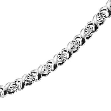 Sterling Silver 1/2-ct. T.W. Diamond X Tennis Bracelet