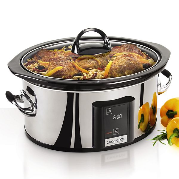 Crock-Pot Choose-a-Crock 6 Quart and Split 2.5 Quart Double Slow Cooker and  Food Warmer, Programmable Slow Cooker with Timer, Stainless Steel