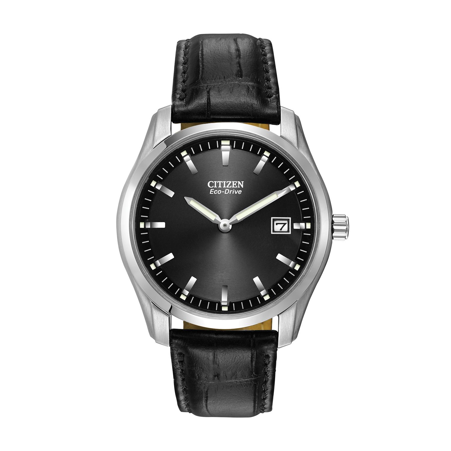 citizen eco drive black leather strap