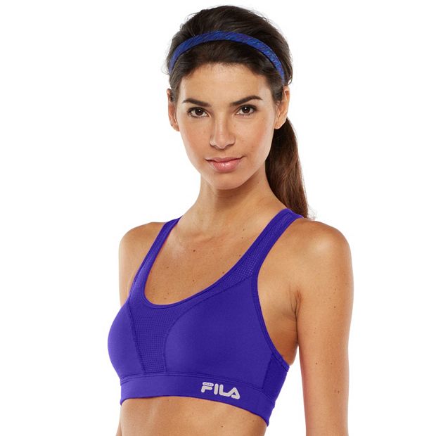 FILA Women's Color Blocked Sports Bra, Light Pink, Black, White, XS at   Women's Clothing store