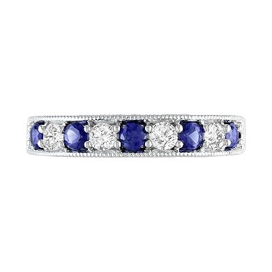 Stella Grace Sterling Silver Lab-Created Blue and White Sapphire Stack Ring