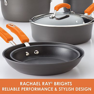 Rachael Ray Brights Hard-Anodized Nonstick Cookware Pots and Pans Set, 10-Piece