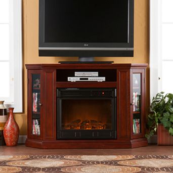 Abbey Cherry Finish Convertible Media Console Electric Fireplace